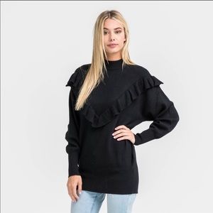 Lush Black Ruffle Sweater